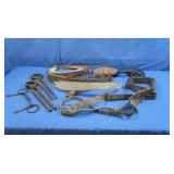 Vintage Horse Brushes,Wooden Stirrup,Padded
