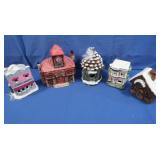 Ceramic Painted Winter Village Shops/Buildings