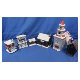 Ceramic Painted Winter Village Shops/Buildings