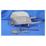 Vintage Metal Wheelbarrow w/Shovel&Rake Decor
