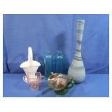 Royal Kaeger Vase,Carnival Glass Bowl,Milk Glass