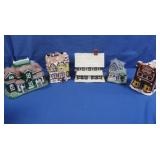 Ceramic Painted Winter Village Town Buildings