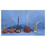 5 Vintage Oiler Cans(1 w/Squeeze Pump Handle)