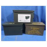 3 Military Metal Ammo Cans,Exc Cond