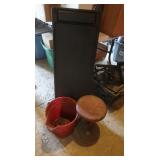 3 Gal. Plastic Bucket,12" Metal Stool,Mechanics