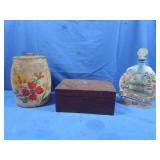 Ceramic Jar w/Lid(hand-painted),1969 Jim Beam