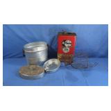 Antique Lunch Pail,3 Tiers w/Silverware&more
