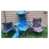 3 Camping Chairs, one with carrying bag