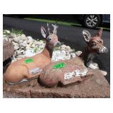 2 Cement Deer Statues-approx15x6x14"