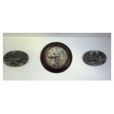 Deer Clock-22"&2 Ceramic Wall Hangings-16x11"