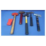 2 Hatchets(1 broken),3-3lb. Sledges,Bucket&more