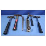 4 Claw Hammers,1 Hand Plane
