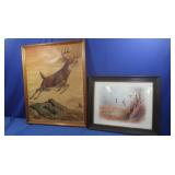 Wood Framed Deer Picture 26x32"&Wood Framed Duck