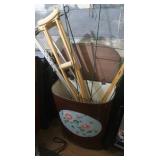 Metal Hamper w/Lid 20X11.5x24",Aluminum&Wooden