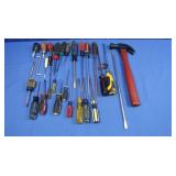 Claw Hammer,Various LOng Flathead Screwdrivers