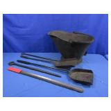 Coal Scuttle w/Fireplace Shovels&more