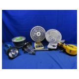 2 Sm Tabletop Oscillating Fans,Flashlights,Lg