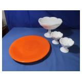 15" Fiesta Platter (Orange), Milk Glass