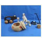 Egg Timer,Vintage Wooden Rolling Frog,sm. Wicker