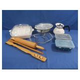 Glass Baking Dishes,Rolling Pin,Corning Ware Tea