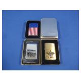 3 Vintage Lighters, 2 Zippo (1 American Flag) & 1