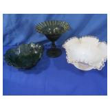 Vintage Indian Glass Ruffled Compote,Candy