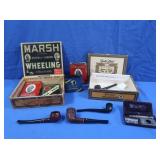Vintage Tobacco Pipes&Cans,Vintage Razor Set