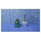 Green Glass Bell,Crystal/Silver Plate Bell