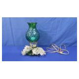 Green Glass Elec Hurricane Lamp