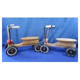 2 Vintage Radio Flyer 18" Wood Scooter/Bikes