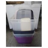 5 Plastic Bins w/Lids