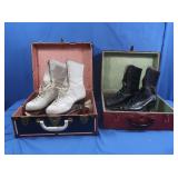 2 Pr Vintage Roller Skates w/Metal Carrying Cases