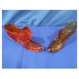 2 Vintage Fenton Shoes,Amber&Amberina
