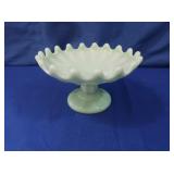 Green Milk Glass Pedestal Dish