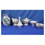 English Bone China Cup,Oriental Vase,Creamer&Sugar