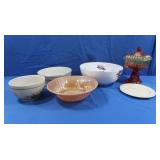 Vintage Jeannette Glass Amberina Wedding Cake Box,