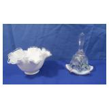 Fenton Hand painted Bell&signed French Opalescent
