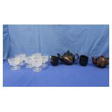 Black Ceramic Teapot&Cups,Decorated Teapot