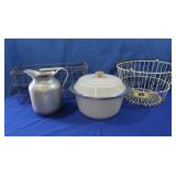 Vintage Wire Egg Baskets,Aluminum Pitcher,Club