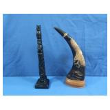 Vintage Handcarved Water Buffalo Horn featuring