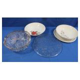 2 Decorative Glass Serving Bowls,Glass Serving