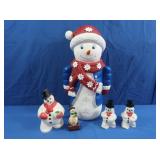 18" Lighted Resin Snowman&Several Other Small
