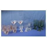 4 MCM Libby Golden Foilage Glasses, Green Glasses