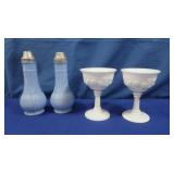 Vintage Jeannette Blue Milk Glass S&P Set,Vintage