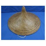 Vintage Asian Wicker Bamboo Sun Hat