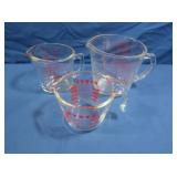 3 Various Sized Glass Measuring Cups(2 Pyrex)