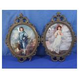2 Vintage Prints w/Domed Glass