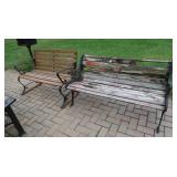 2 Patio Benches-50' w/Wrought Iron Ends,41'