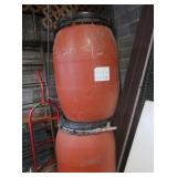 2 XL Plastic Lidded Barrels-18'Diax34'H