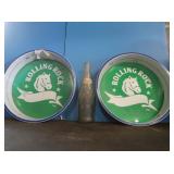 2 Rolling Rock Beer Trays, Pepsi Glass Bottle